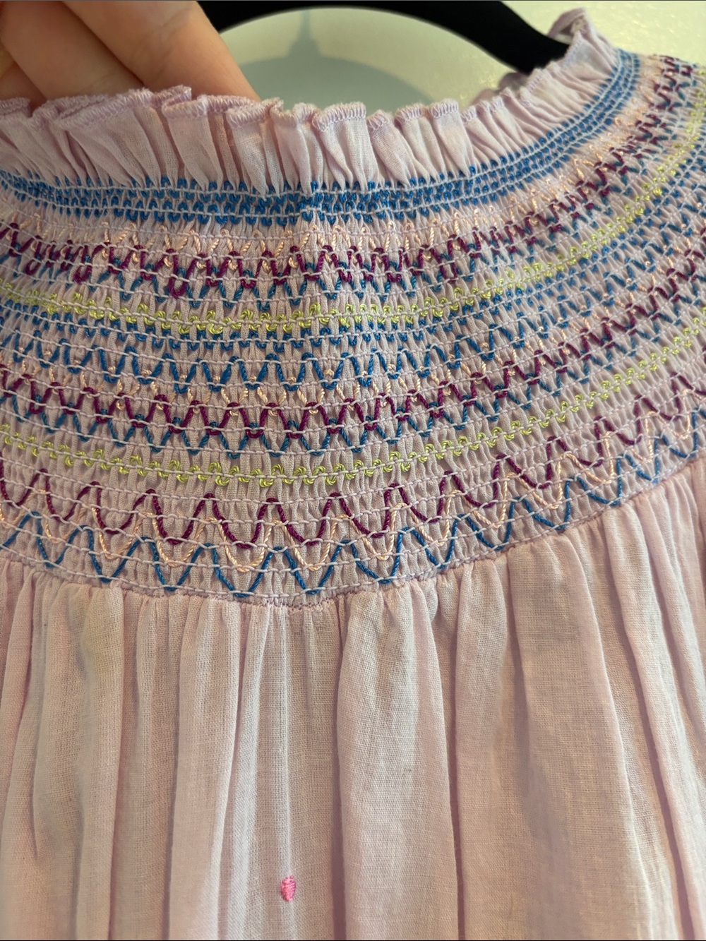 Lavender Embroidered Smocked Yoke Blouse - Love the Label - Picture 5 of 7